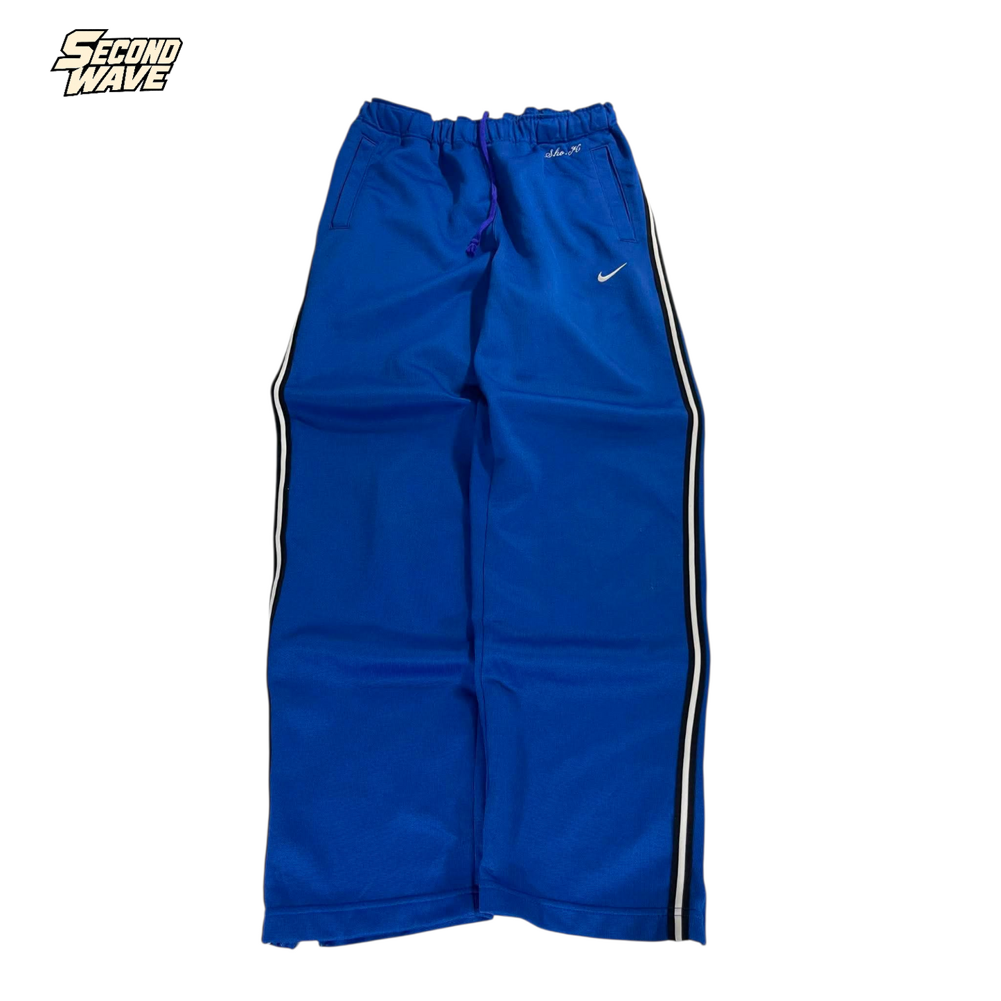 Y2K NIKE BAGGY BLUE TRACK PANTS (L) ⁸
