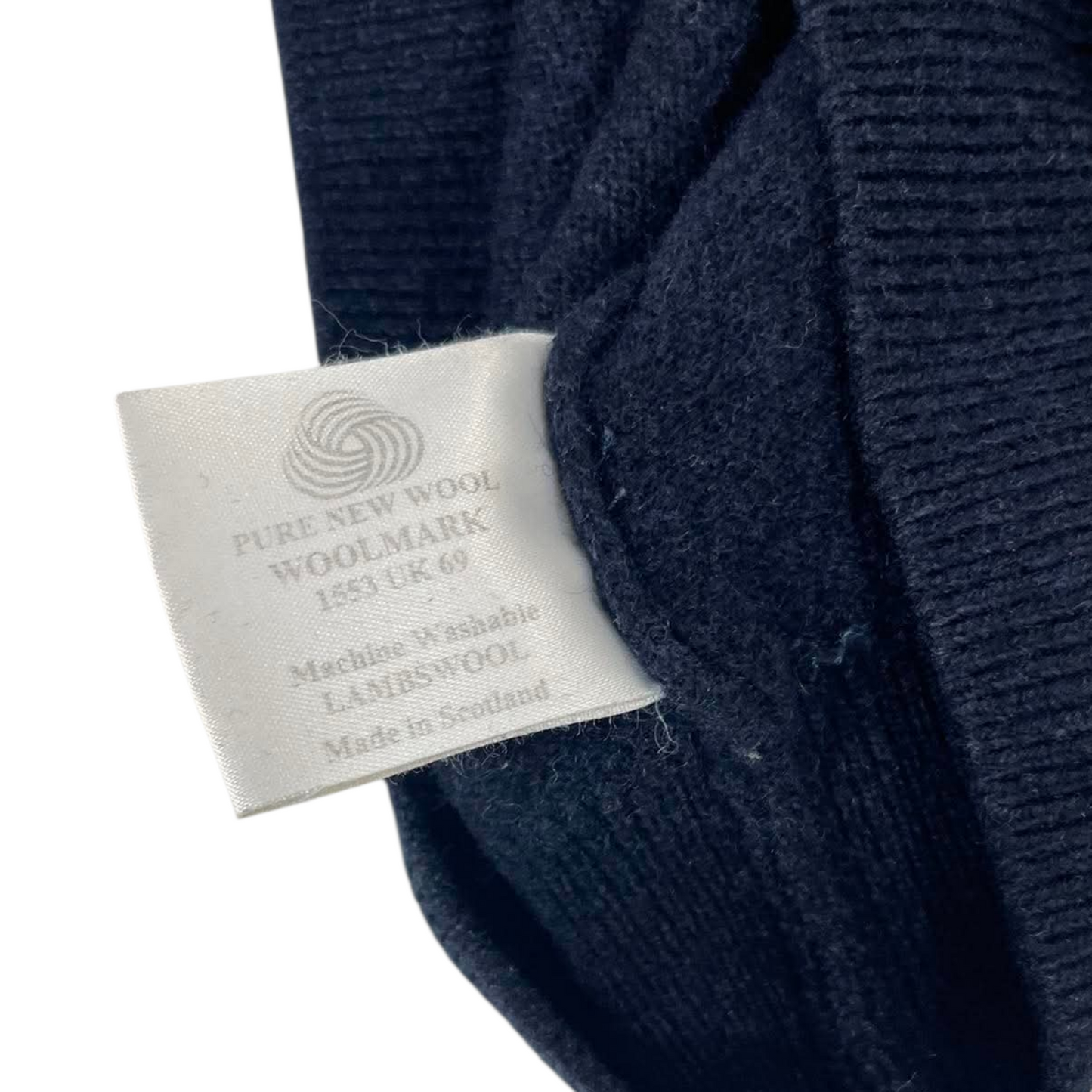 VINTAGE PURE NEW WOOL GLENMUIR BLUE V SWEATER (M-L)
