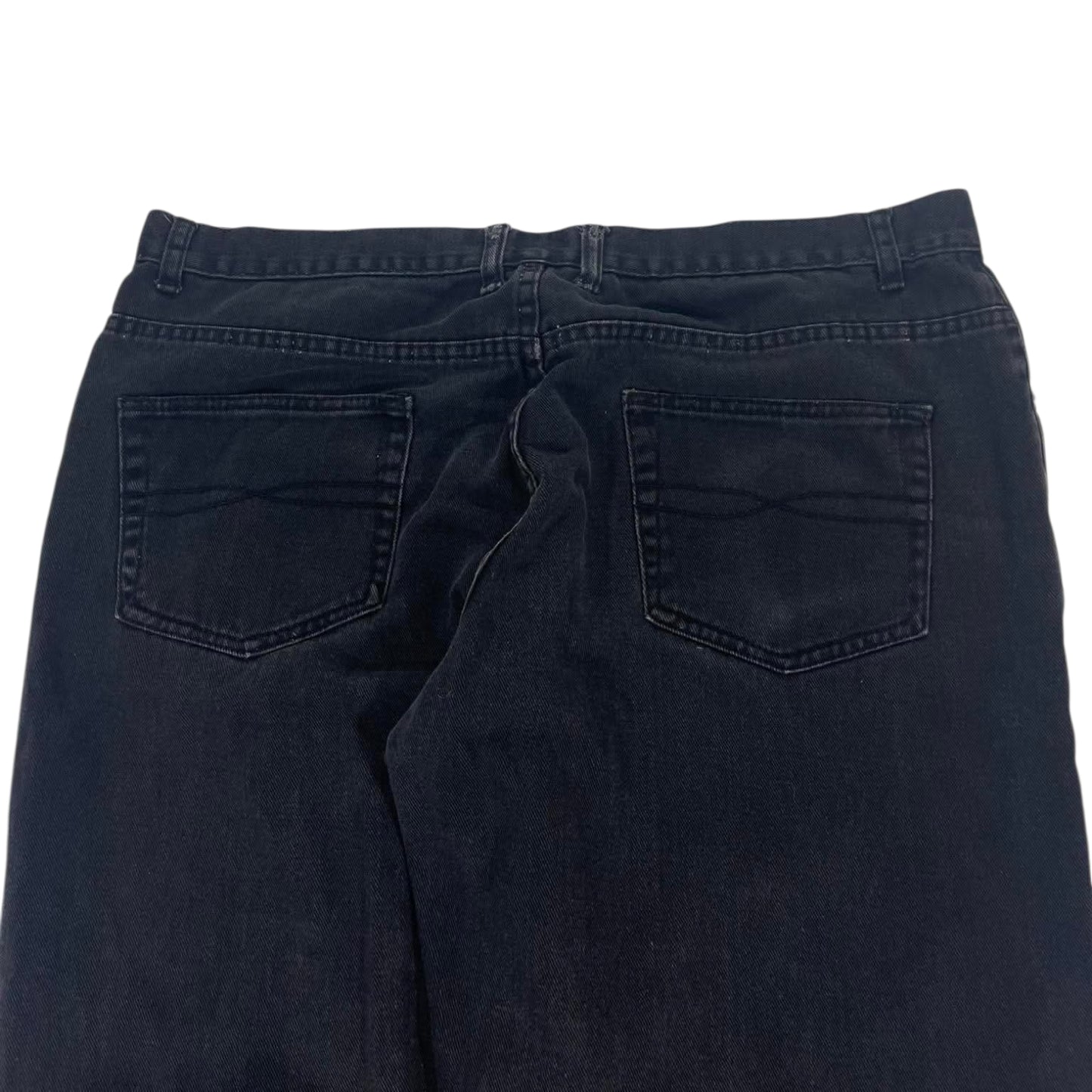 FADED BLUE DENIM BLACK WIDELEG JEANS (40)
