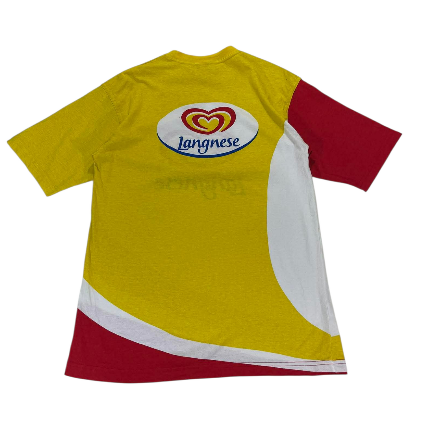 VINTAGE LANGNESE ICE CREAM YELLOW COTTON T-SHIRT (M)