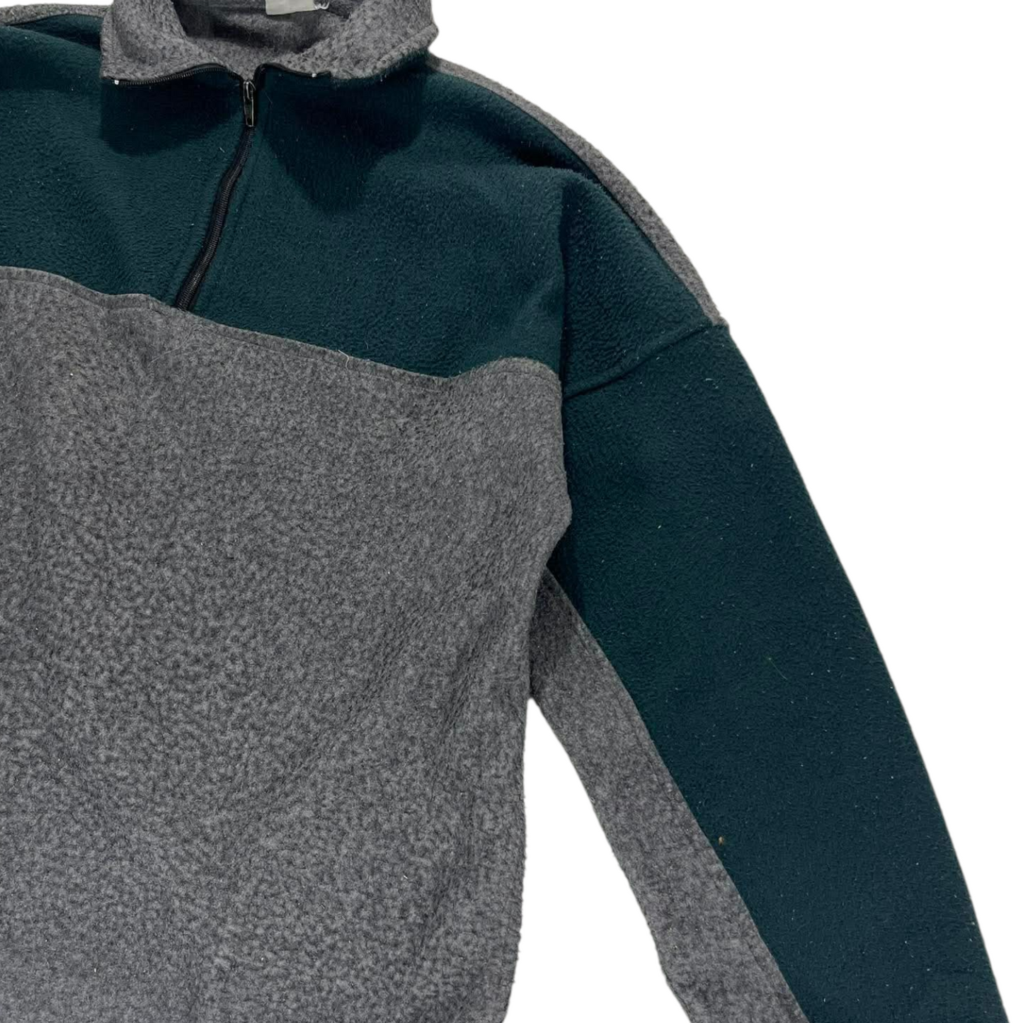 90S GREEN & GREY QUARTER ZIP FLEECE (L-XL)