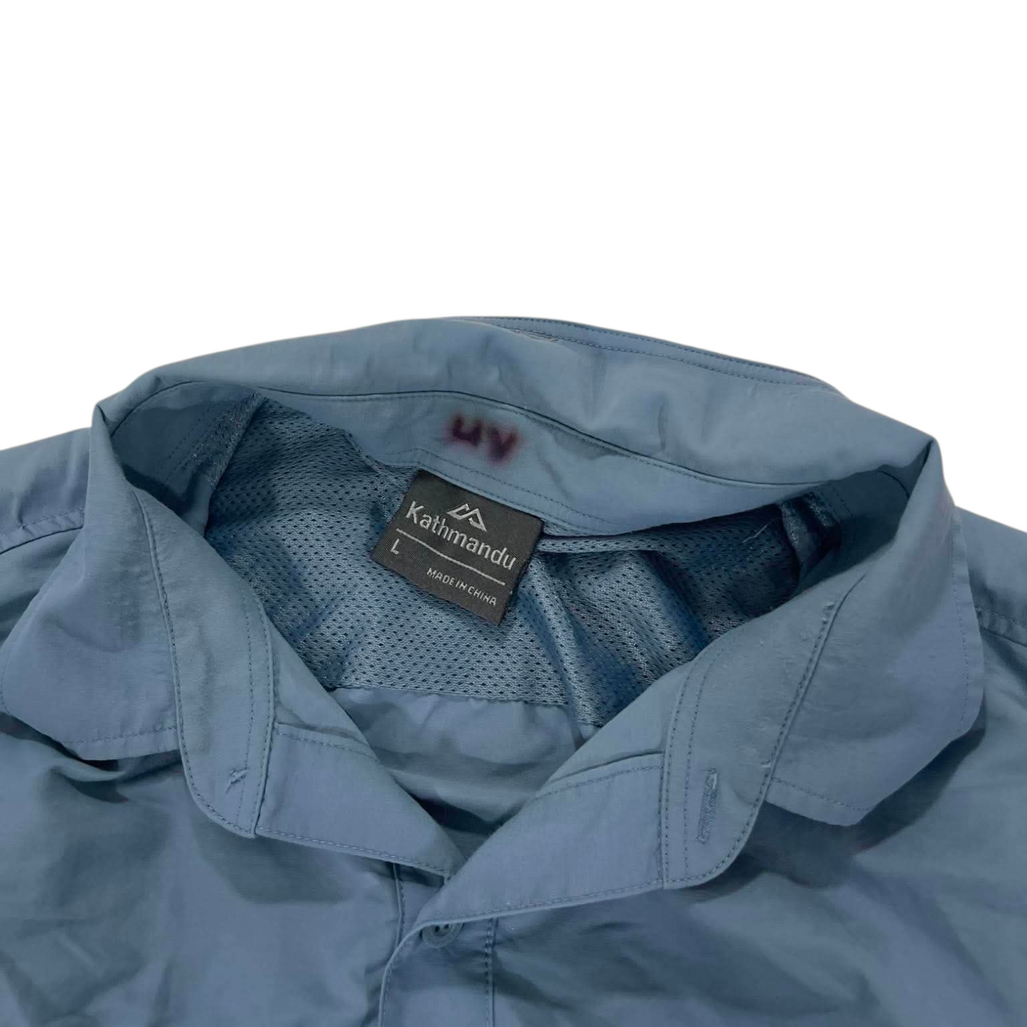 KATHMANDU BLUE BUTTON UP SHIRT (L)
