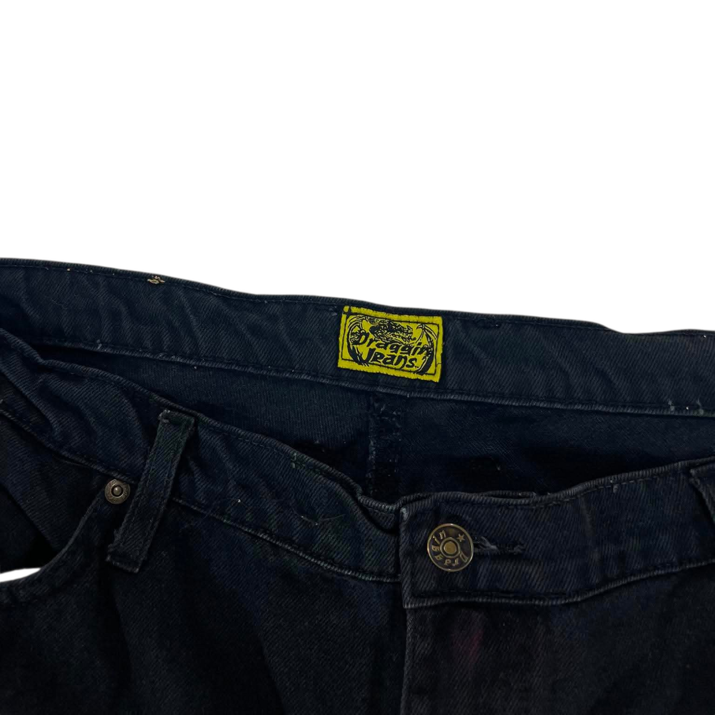 VINTAGE DRAGGIN BAGGY BLACK DENIM JEANS WITH A RELAXED FIT (40)