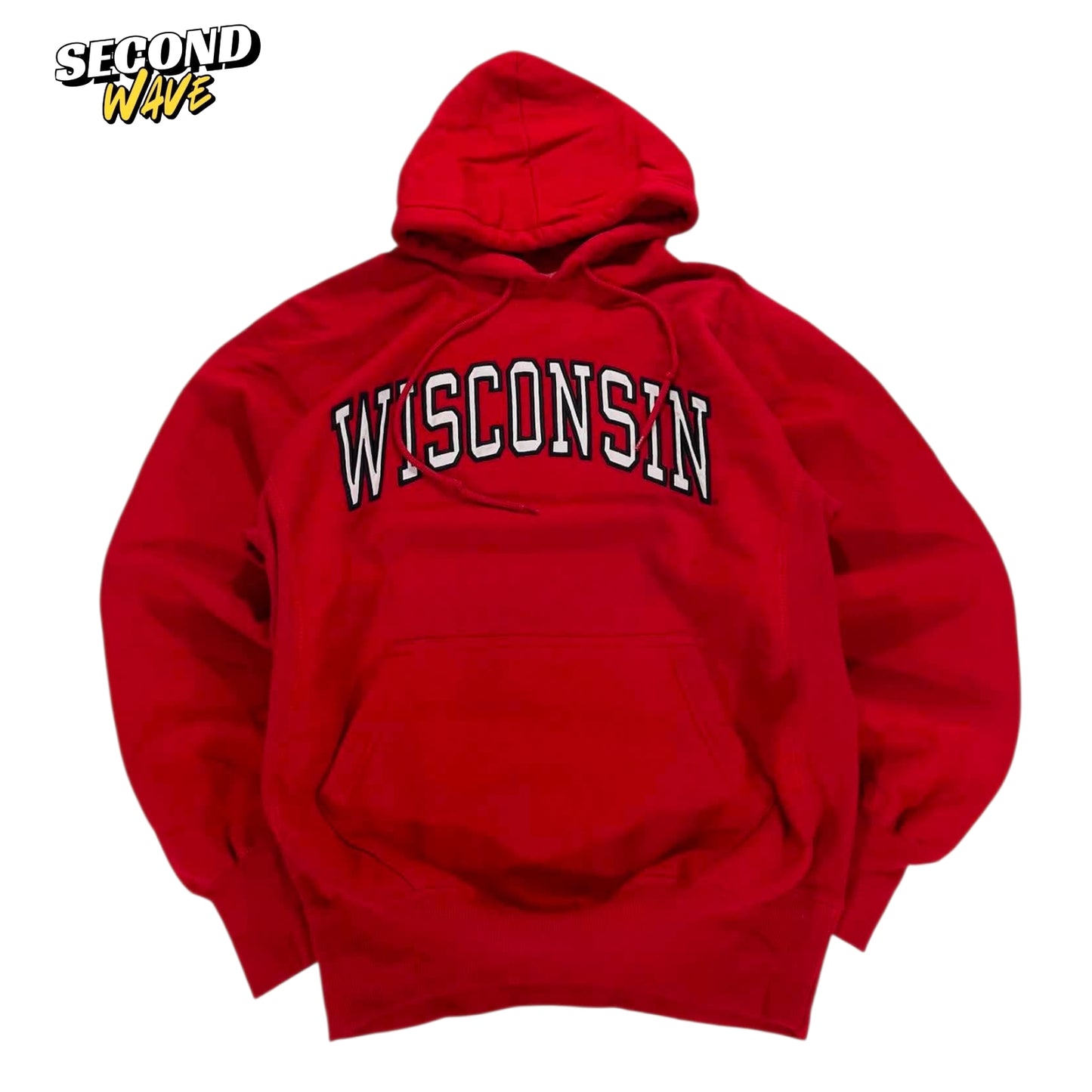VINTAGE EMBROIDERED RED WISCONSIN BADGERS HOODIE (M)