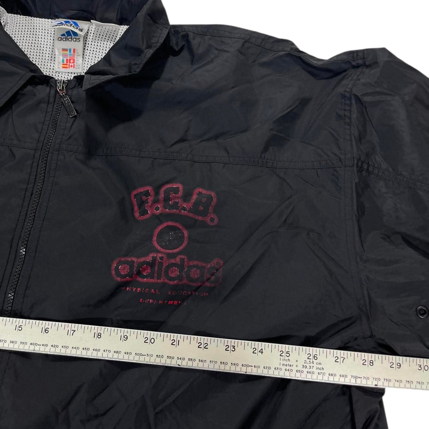 VINTAGE FCB ADIDAS BLACK WINDBREAKER JACKET (XL)