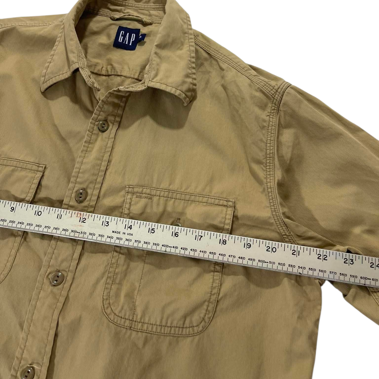 VINTAGE GAP TAN BUTTON UP SHIRT (M)