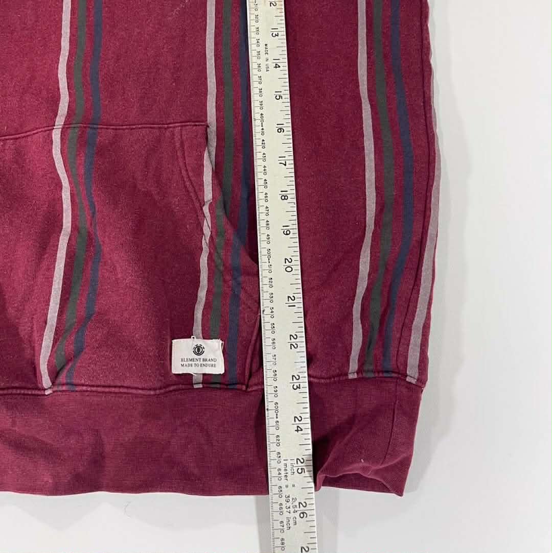 Y2K ELEMENT BURGUNDY STRIPED HOODIE (M-L)