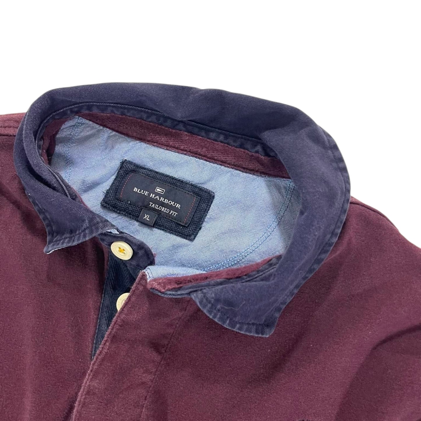 VINTAGE BLUE HARBOUR BURGUNDY & GREY POLO (XL)