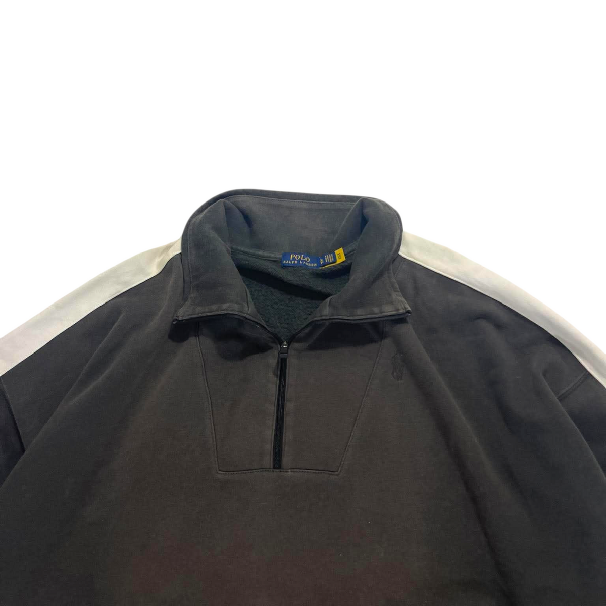 TRASHED POLO RALPH LAUREN BLACK QUARTER ZIP (BEST FIT M)