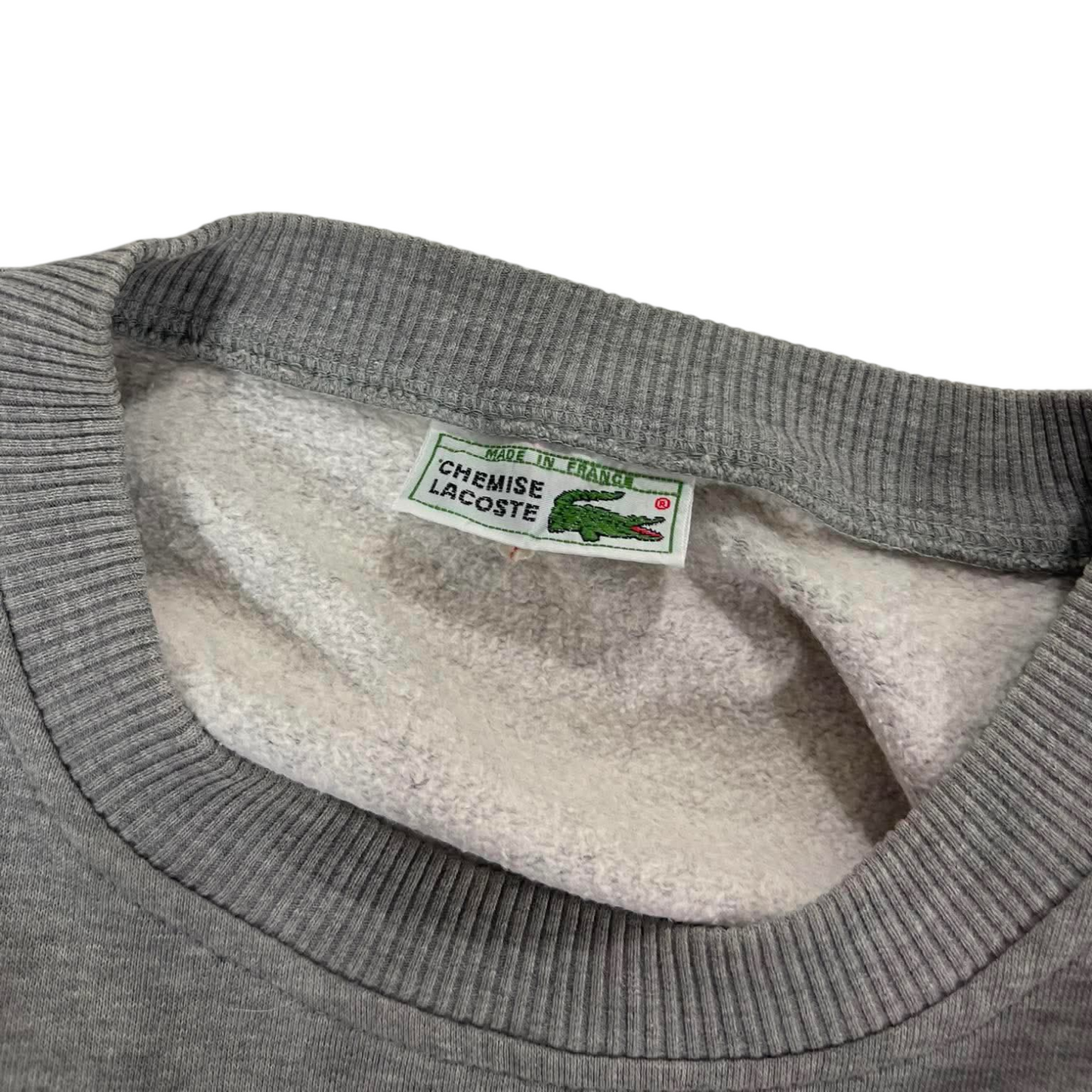 VINTAGE LACOSTE GREY SWEATSHIRT WITH EMBROIDERED GRAPHIC (M)