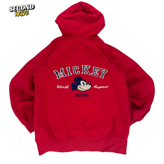 DISNEY MICKEY MOUSE RED ZIP UP HOODIE (M)