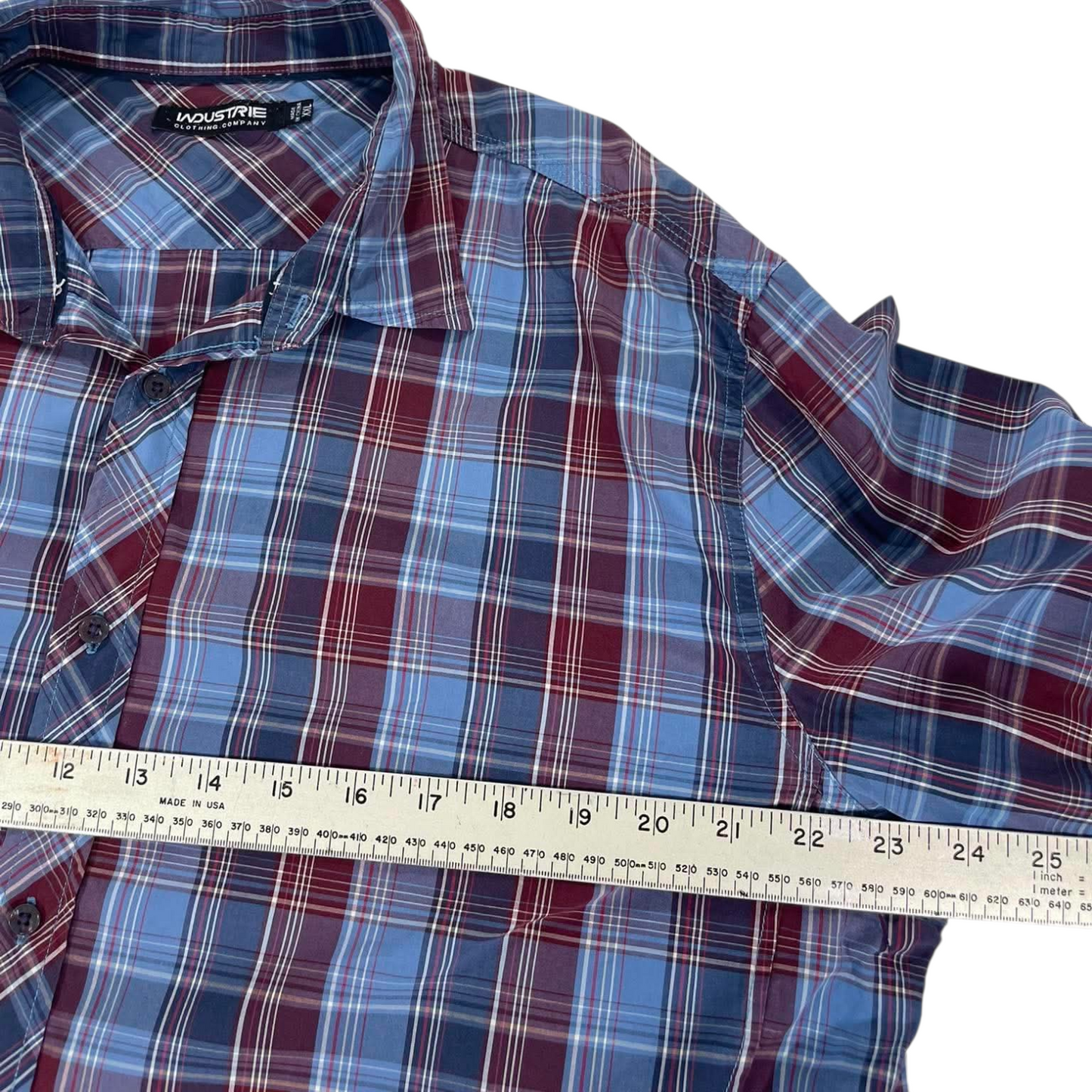 90S BLUE & RED PLAID BUTTON UP SHIRT (XL-XXL)