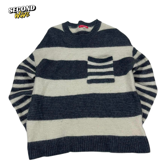 CREAM AND BLACK STRIPED SWEATER (S-M)