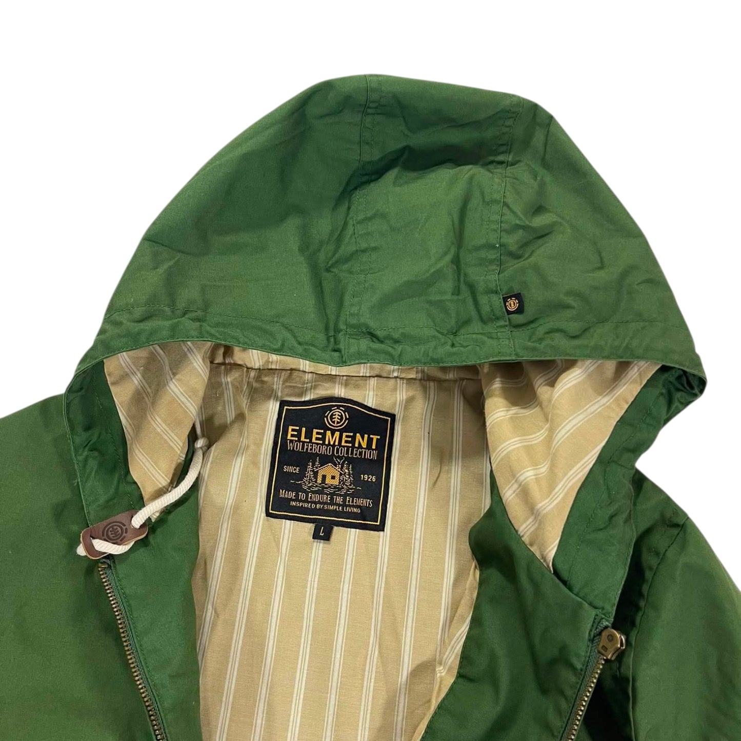 ELEMENT GREEN AND BROWN JACKET WITH HOOD (L)