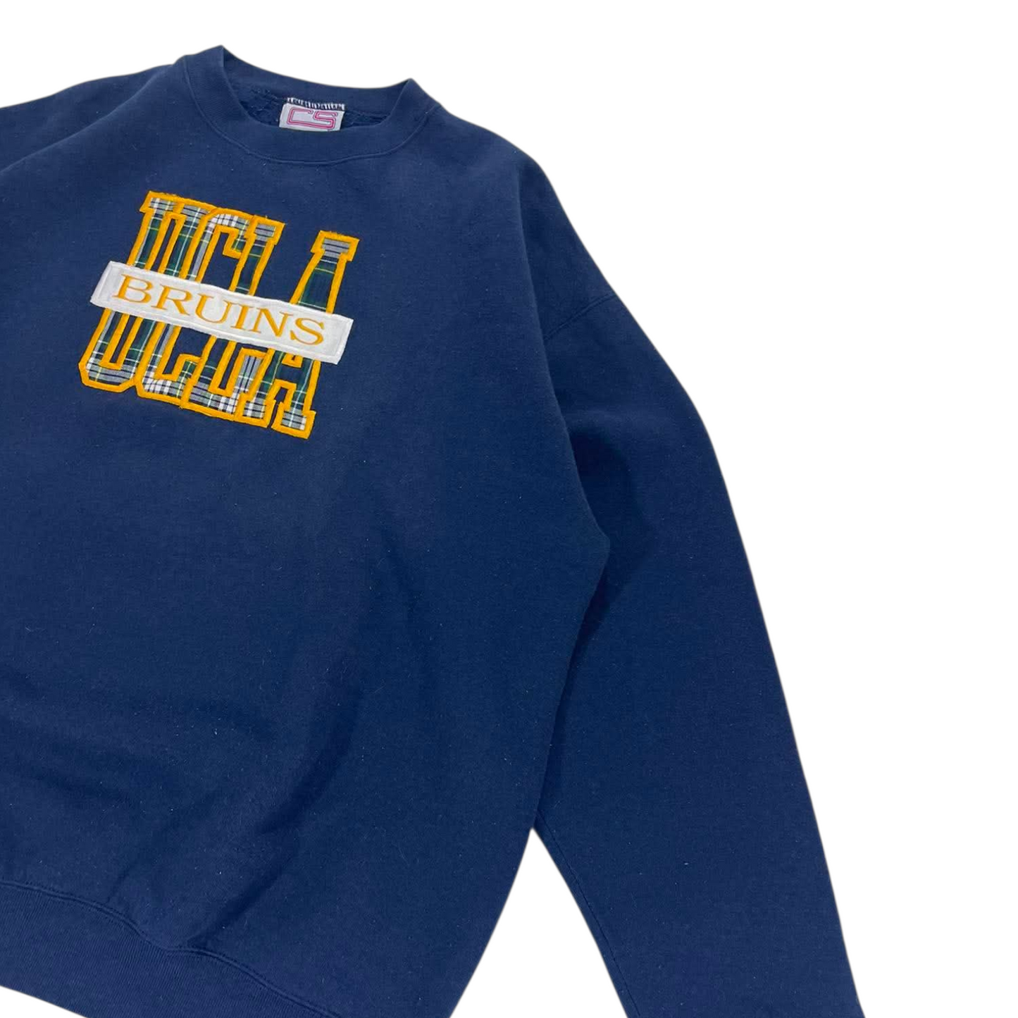 90S UCLA EMBROIDERED BRUINS NAVY CREWNECK (L-XL)