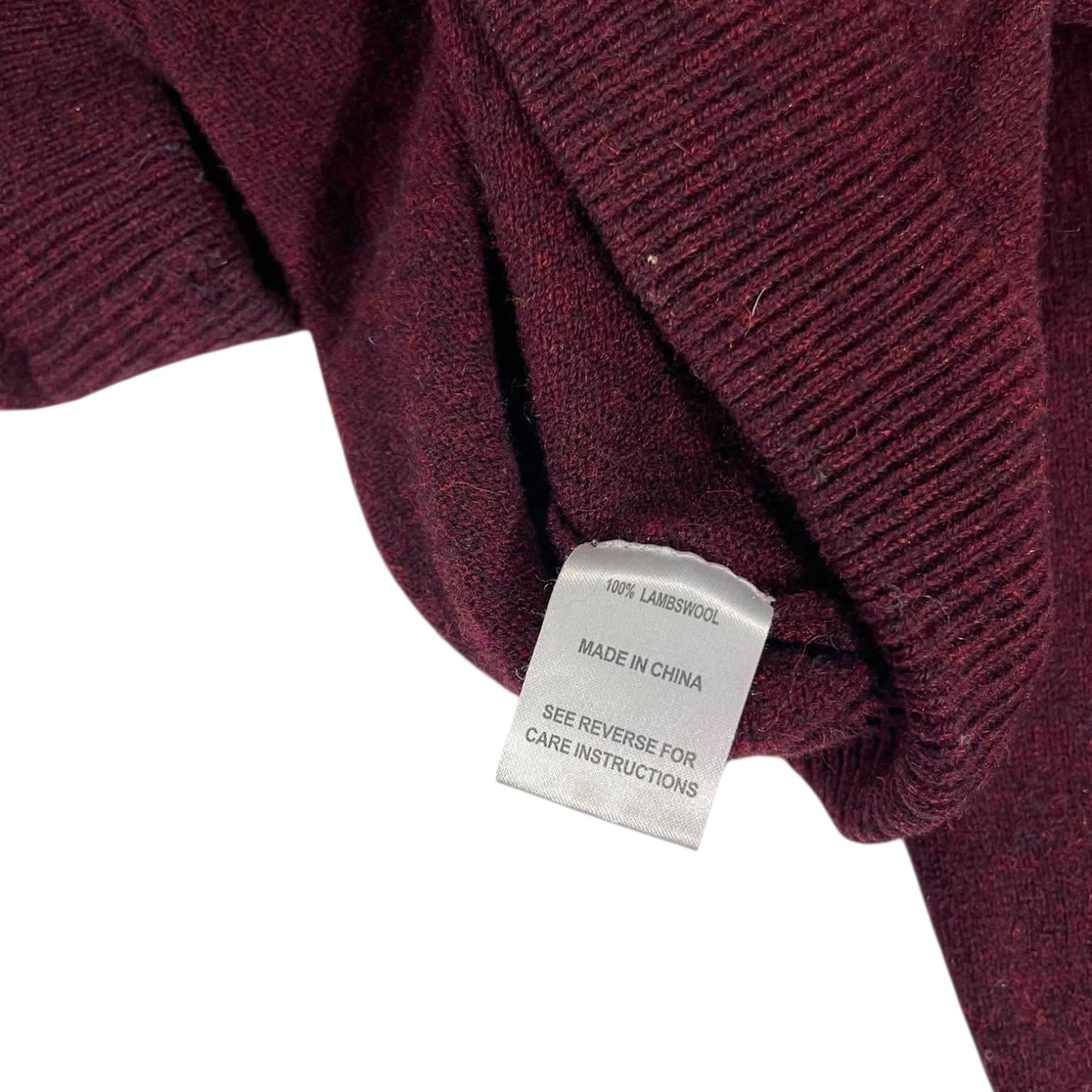 VINTAGE 90S 100% LAMB WOOL BURGUNDY CREWNECK (M)