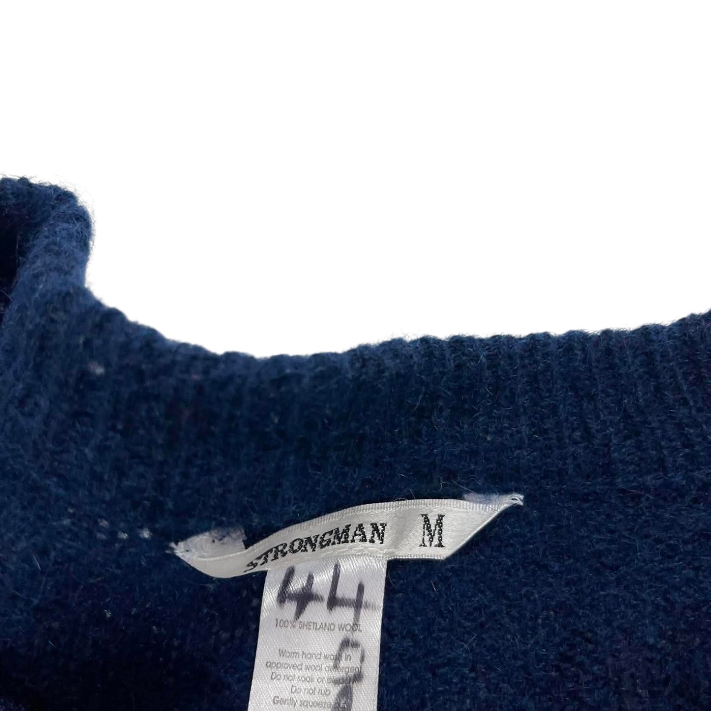 NAVU BLUE 100% SHETLAND WOOL SWEATER (M)