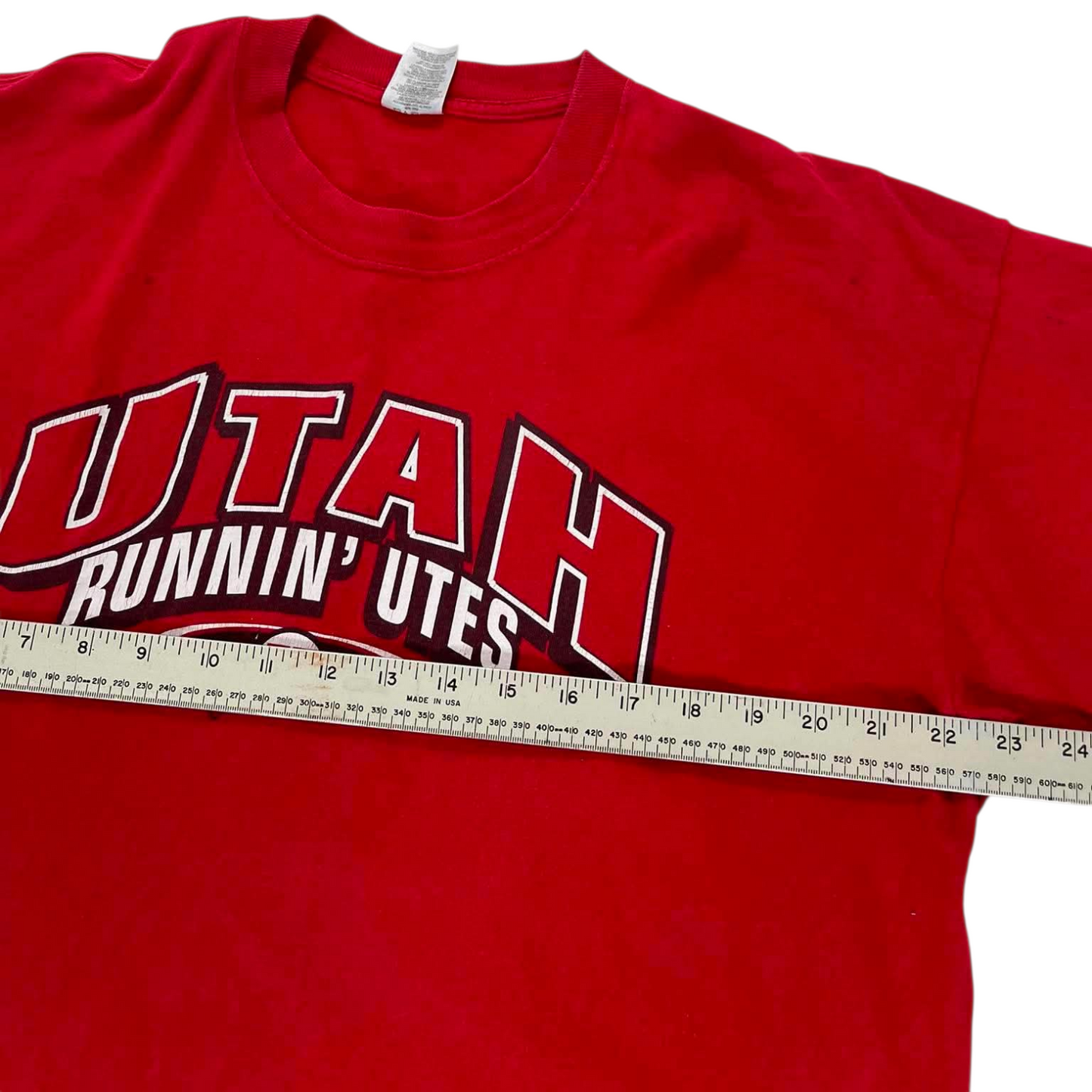 VINTAGE RED UTAH UTES COLLEGE TEE (L-XL)