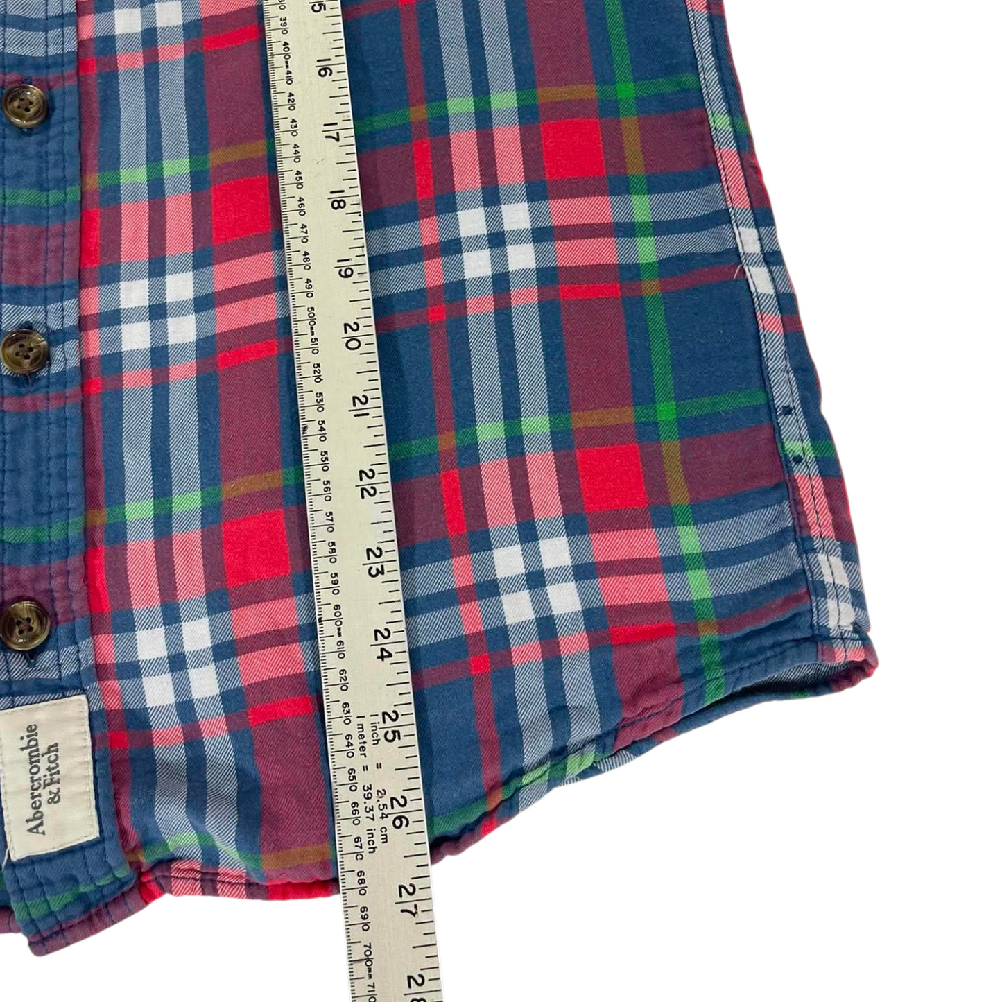 ABERCROMBIE & FITCH RED PLAID BUTTON UP SHIRT (L)