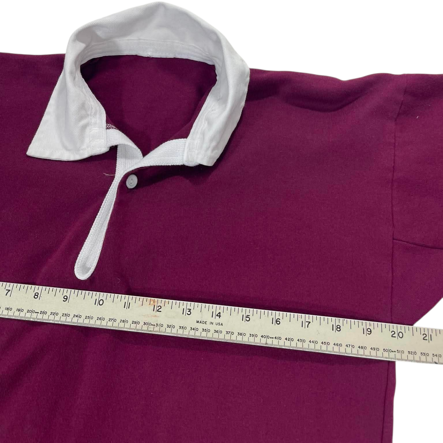 BURGUNDY RUGBY SHIRT WITH WHITE COLLAR (M)