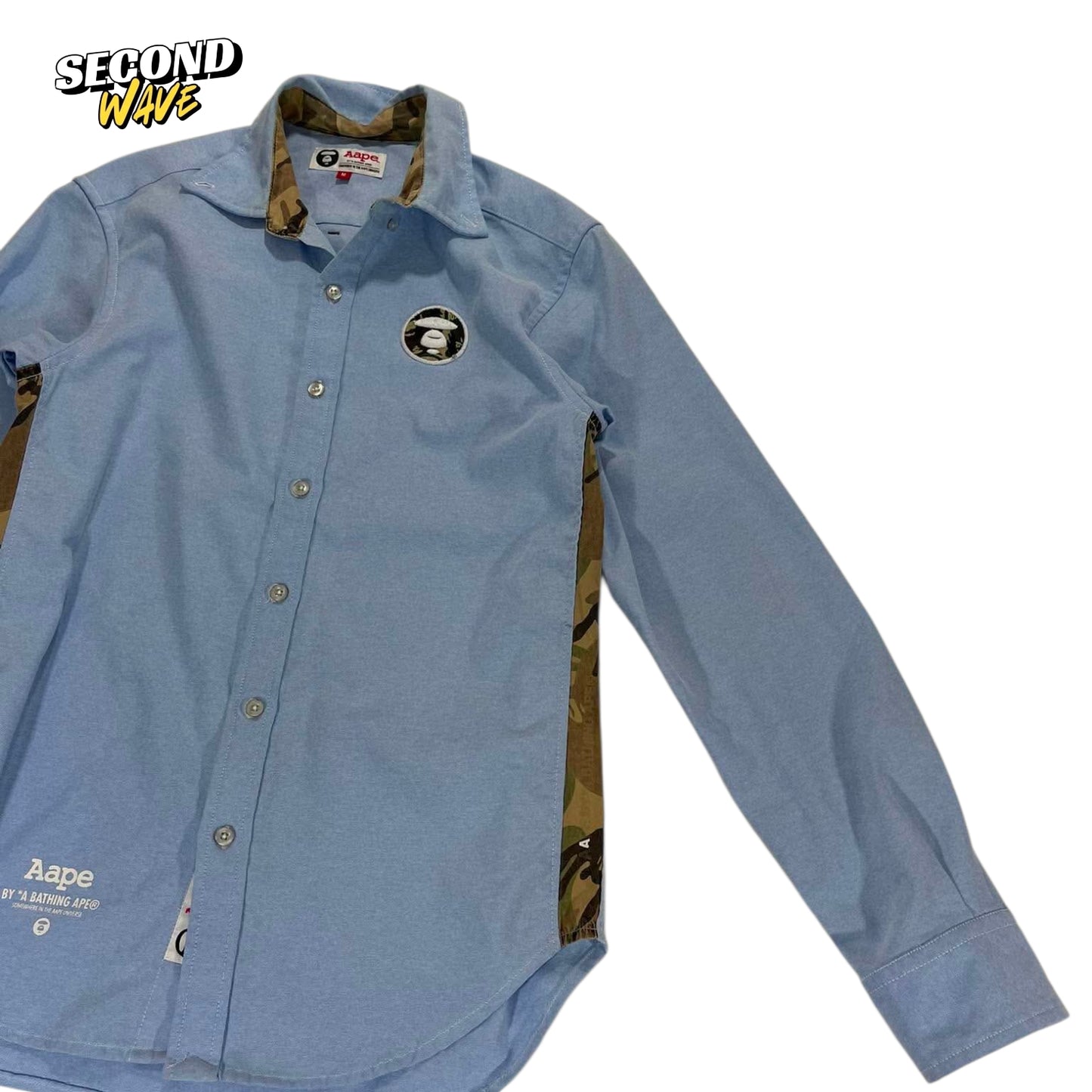 AAPE BLUE BUTTON UP SHIRT (M)