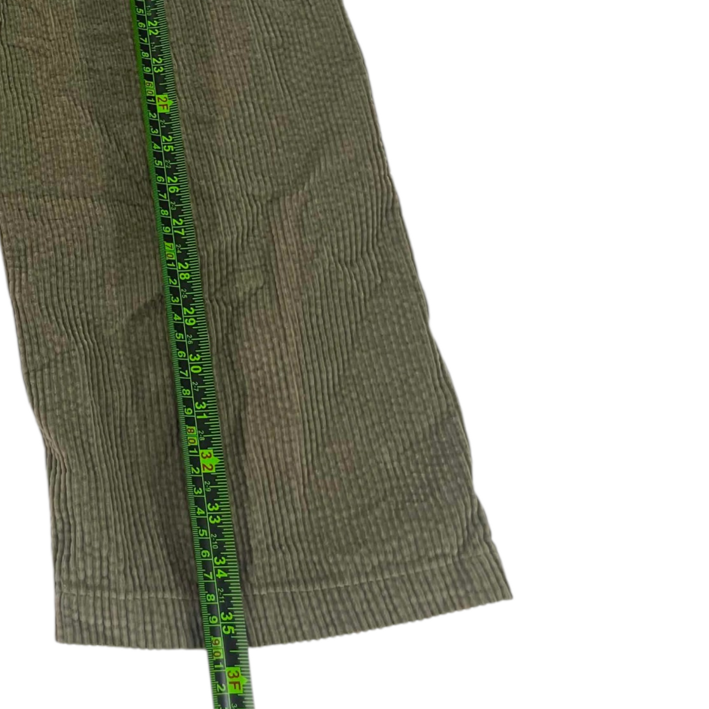 GLASSONS OLIVE GREEN CORDUROY WIDE LEG PANTS (8)