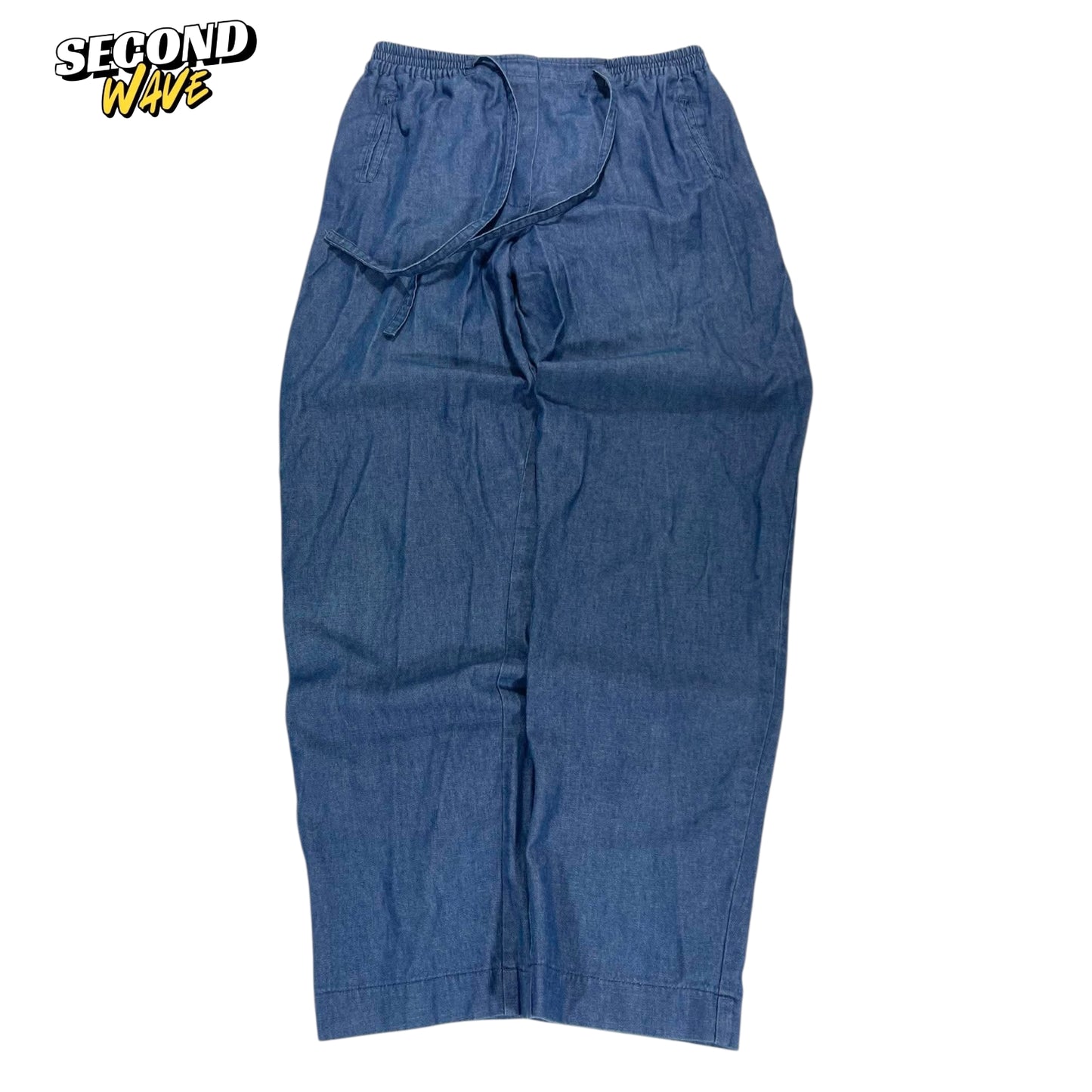 90S ANNIE LAM'S LIGHT BLUE LINEN PANTS (L)