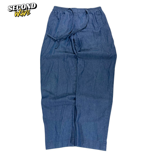 90S ANNIE LAM'S LIGHT BLUE LINEN PANTS (L)