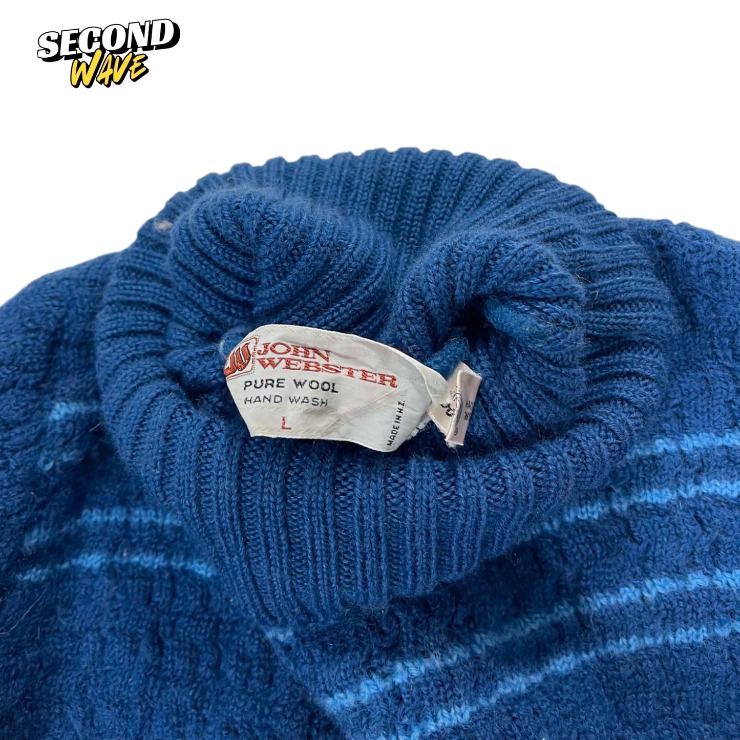 JOHN WEBSTER PURE WOOL BLUE STRIPED SWEATER (M)