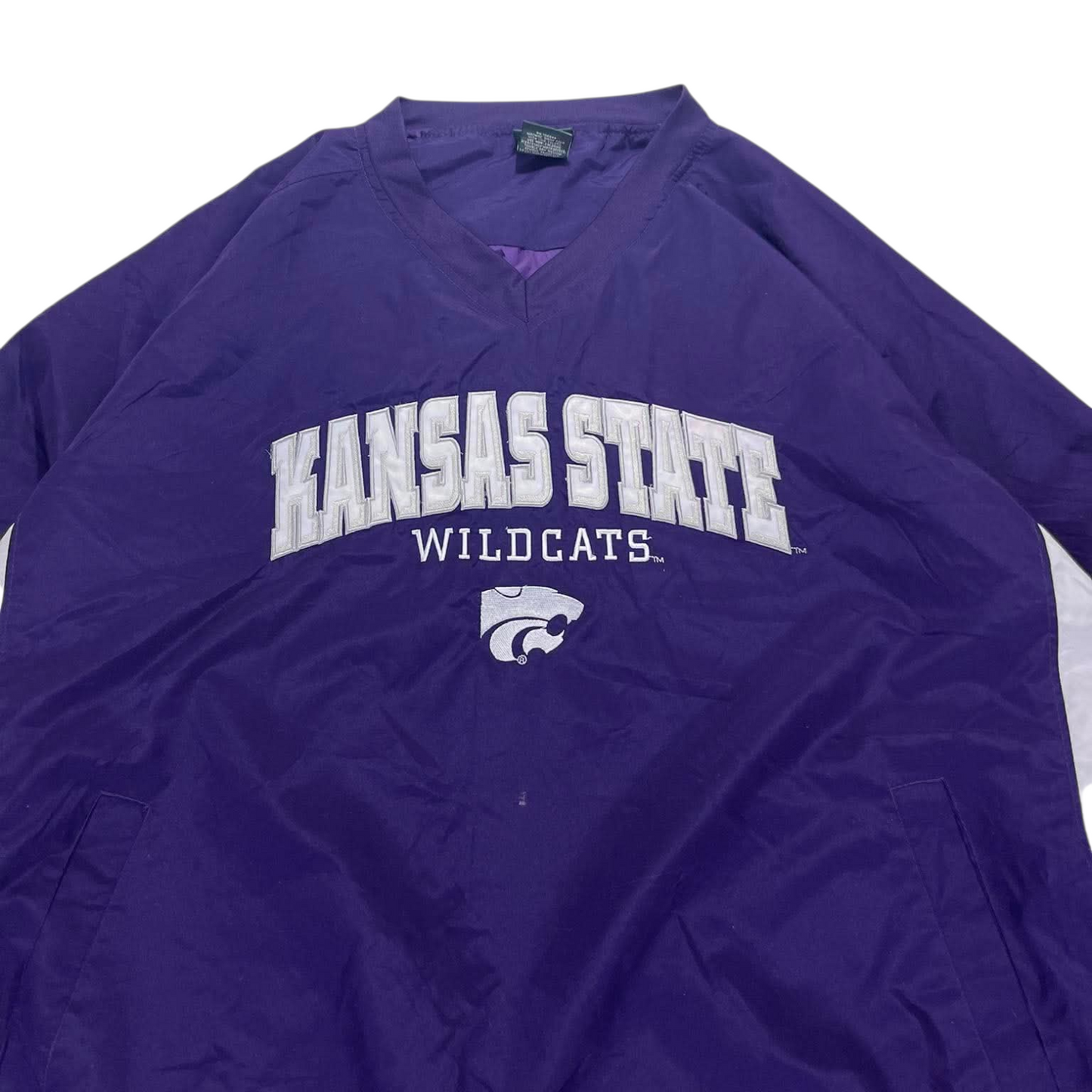VINTAGE KANSAS STATE WILDCATS PURPLE PULLOVER WINDBREAKER JACKET (L)