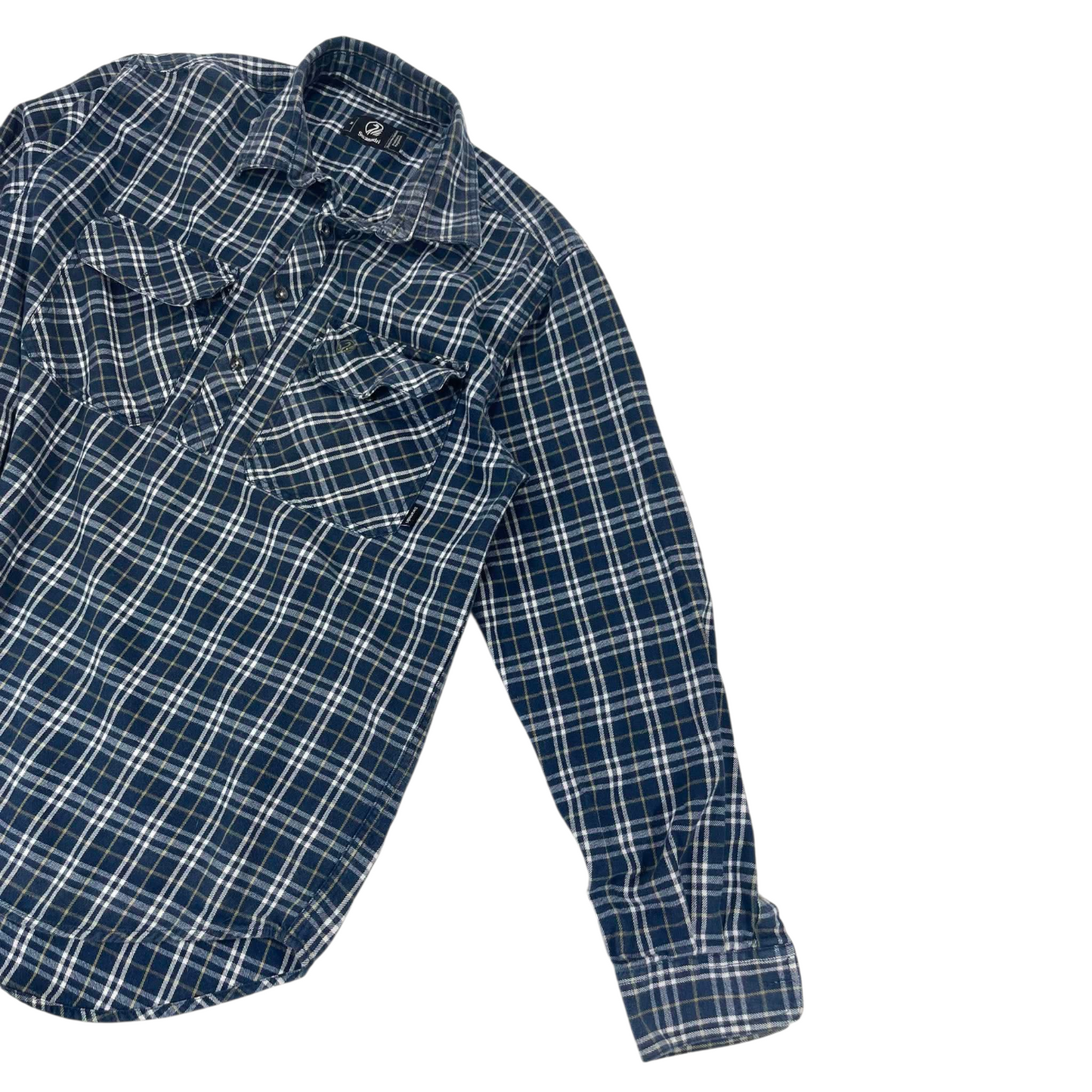 VINTAGE SWANNDRI BLUE & WHITE FLANNEL SHIRT (L)