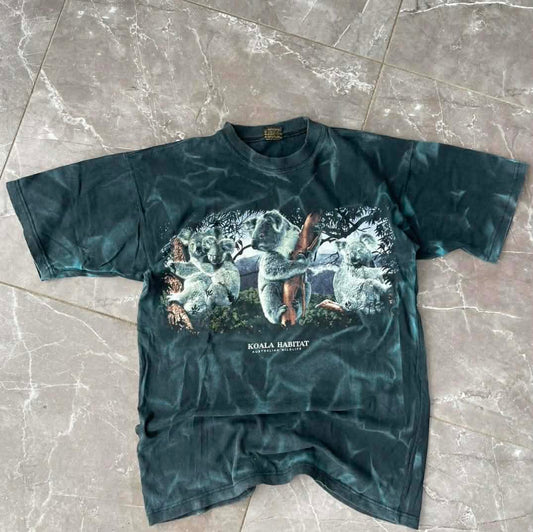 90s KOALA HABITAT BLACK TI DYE T-SHIRT (M)