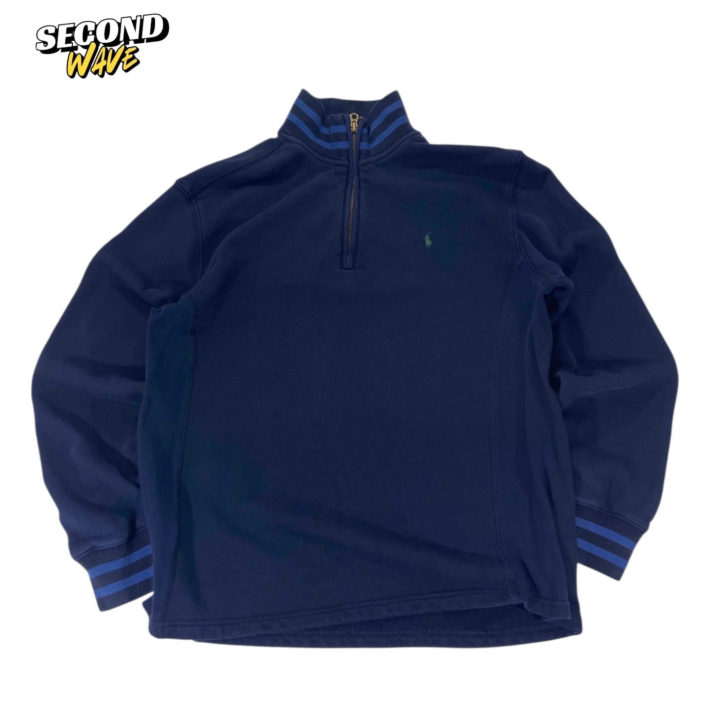 VINTAGE POLO RALPH LAUREN NAVY BLUE QUARTER ZIP (M-L)