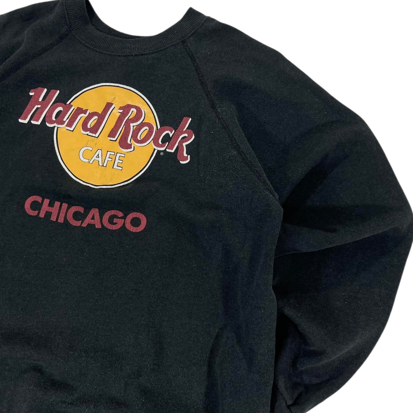 VINTAGE HARD ROCK CAFE CHICAGO BLACK CREWNECK SWEATSHIRT (M-L)