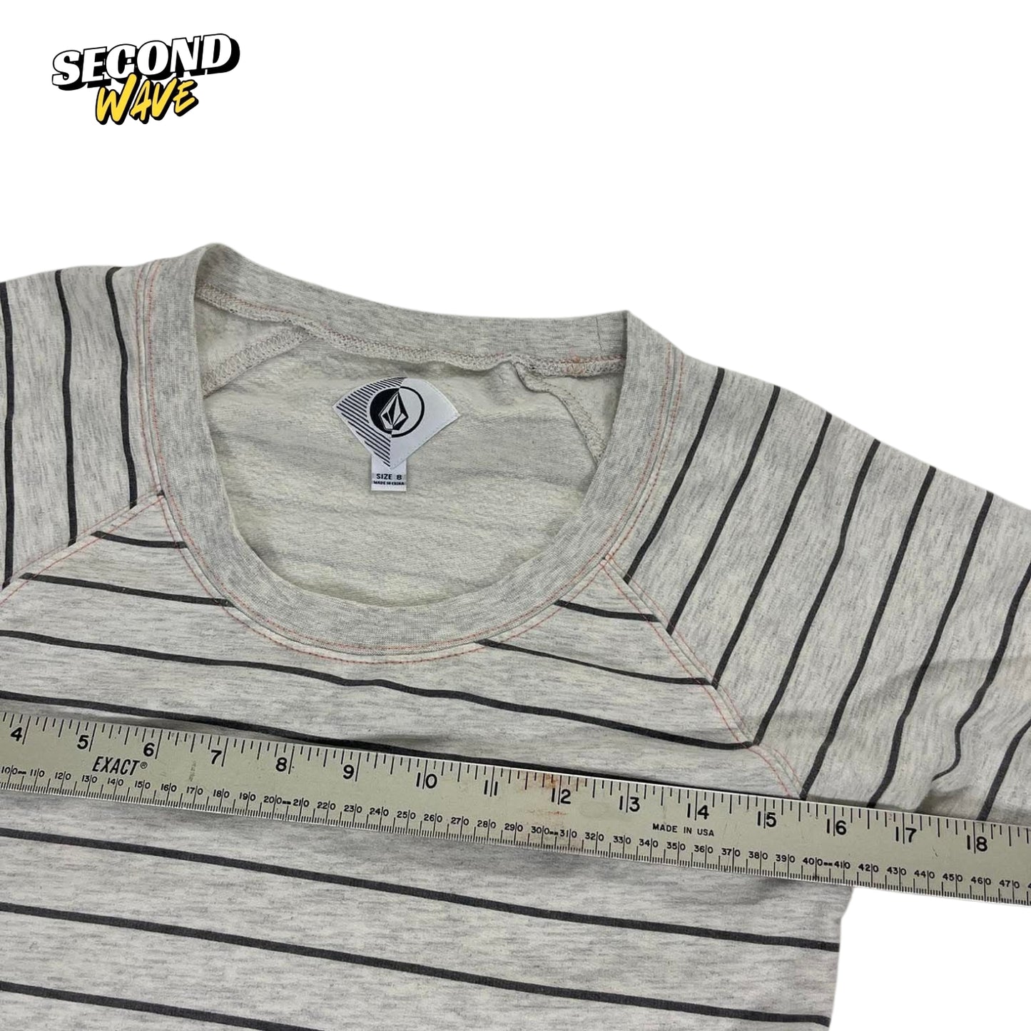 VOLCOM GREY STRIPED SWEATSHIRT (S)