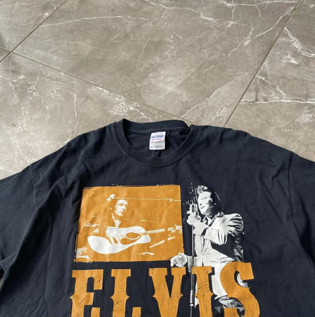 VINTAGE ELVIS PRESLEY BLACK COTTON T-SHIRT (XL)