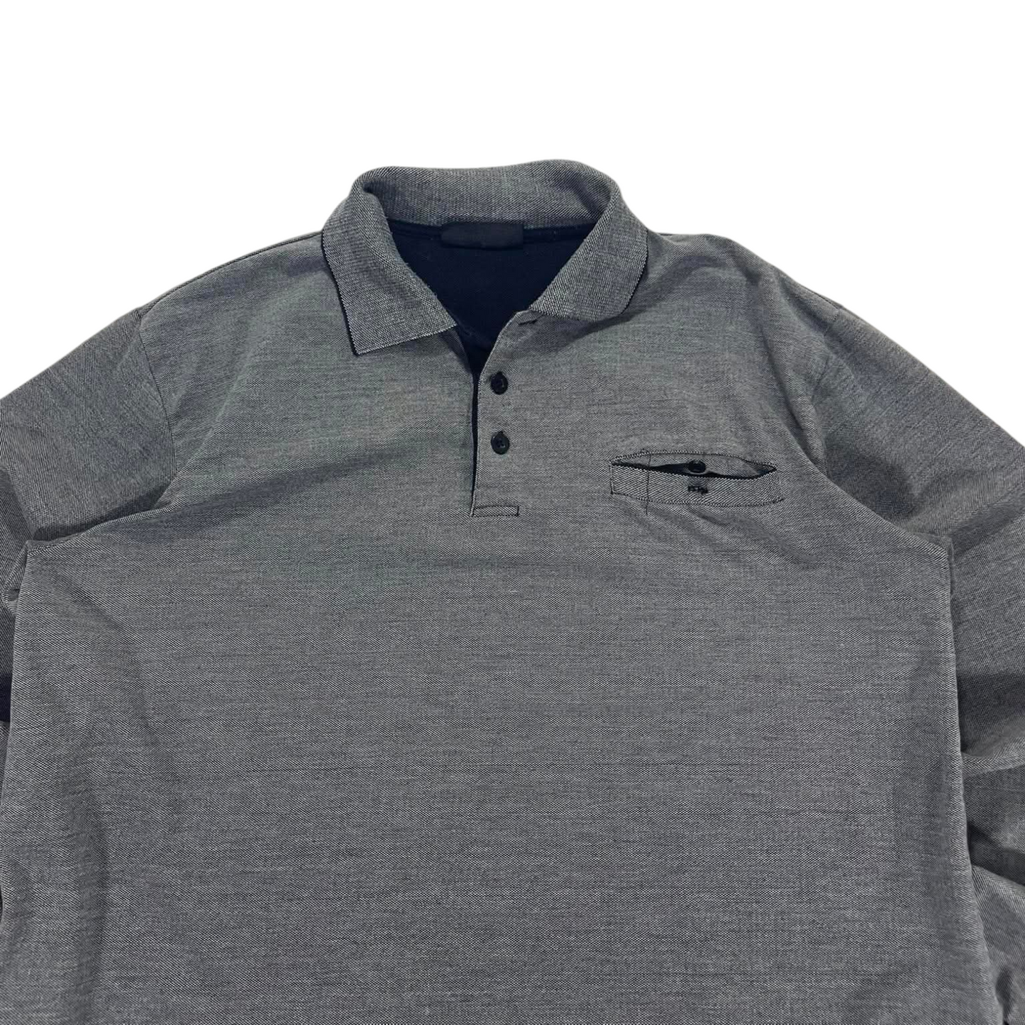VINTAGE CHISEL GREY LONG SLEEVE POLO (L)