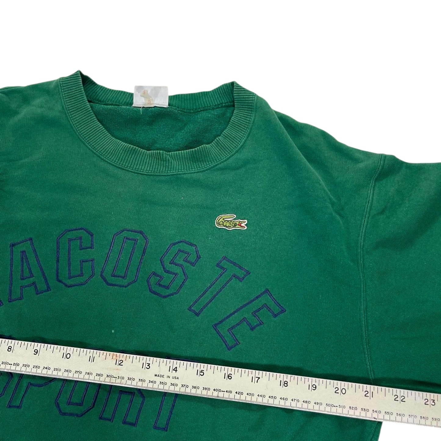 VINTAGE LACOSTE GREEN EMBROIDERED SPELLOUT SWEATSHIRT (L)