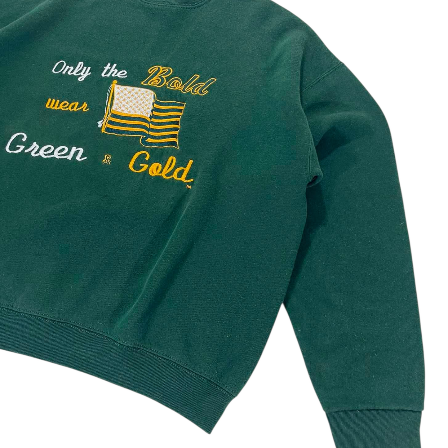 VINTAGE 90s GREEN & GOLD CREWNECK SWEATSHIRT (L)