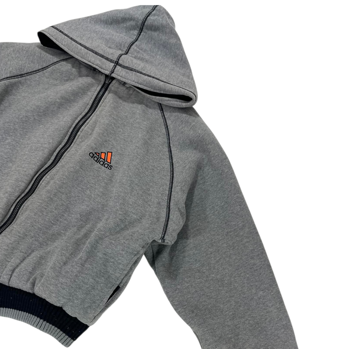 VINTAGE 2 IN 1 ADIDAS REVERSIBLE GREY ZIP UP JACKER WITH EMBROIDED LOGO (S-M)
