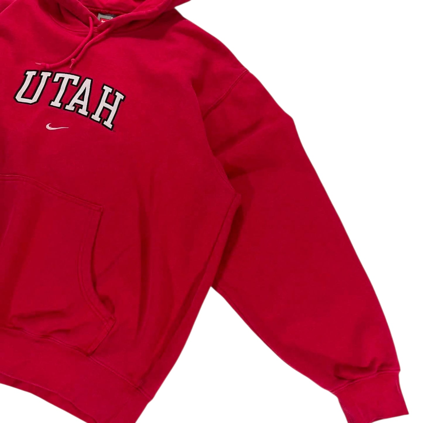 VINTAGE EMBROIDERED NIKE RED UNIVERSITY OF UTAH HOODIE (XL)