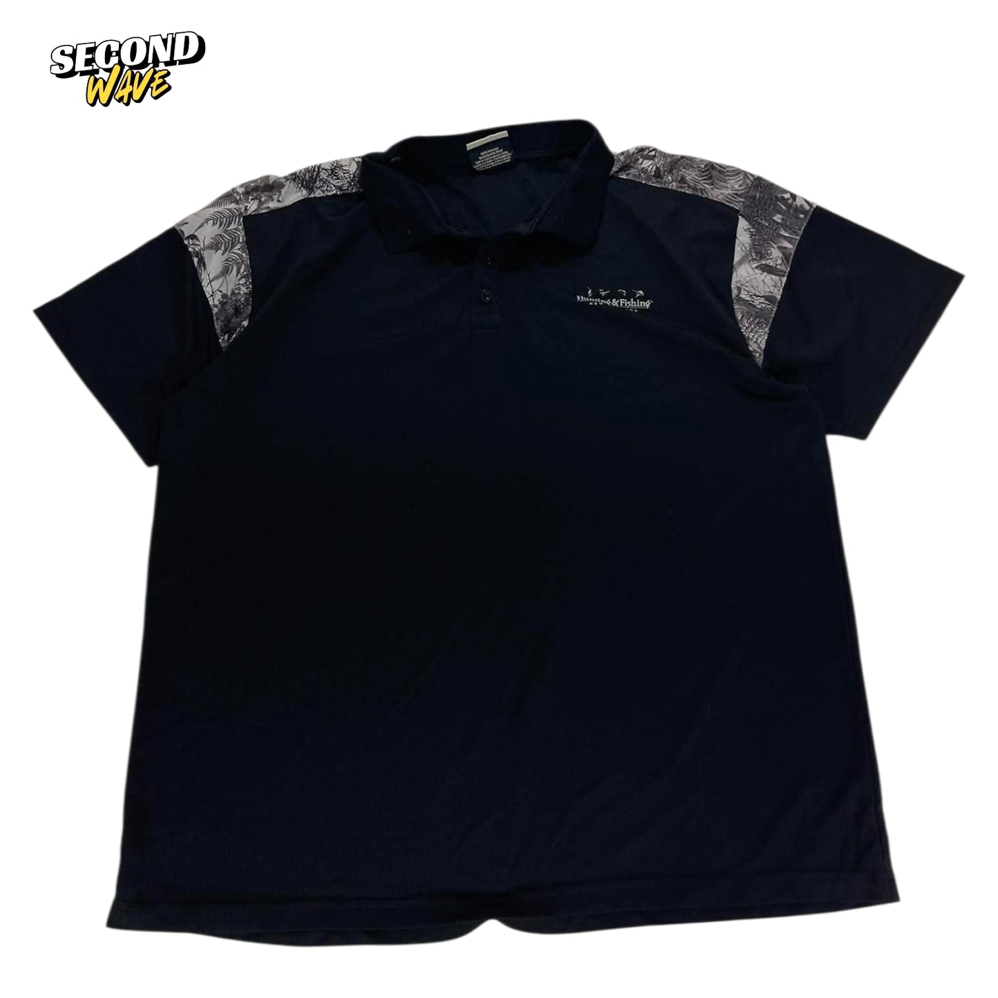 HUNTING & FISHING BLACK POLO SHIRT (L-XL)