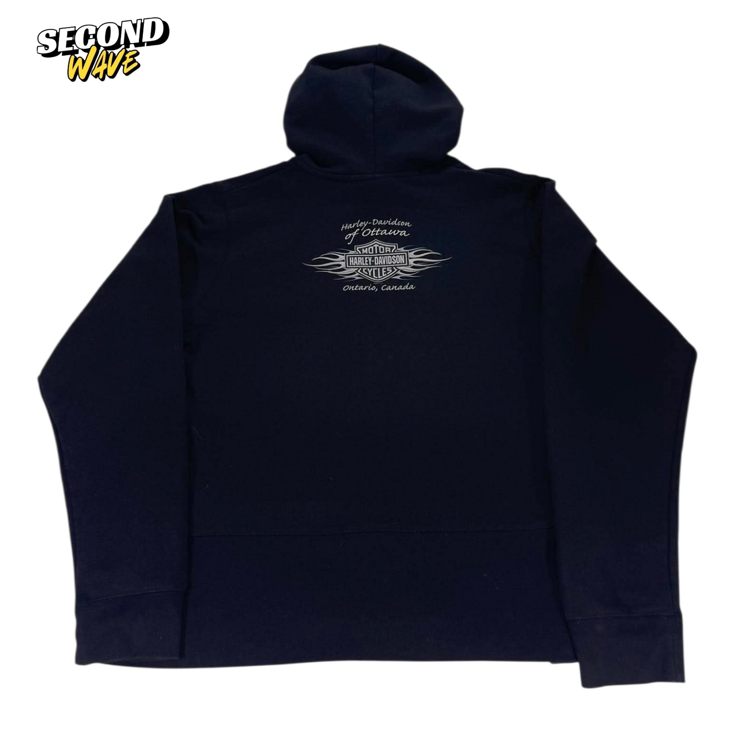 VINTAGE HARLEY DAVIDSON BLACK COTTON HOODIE (L-XL)