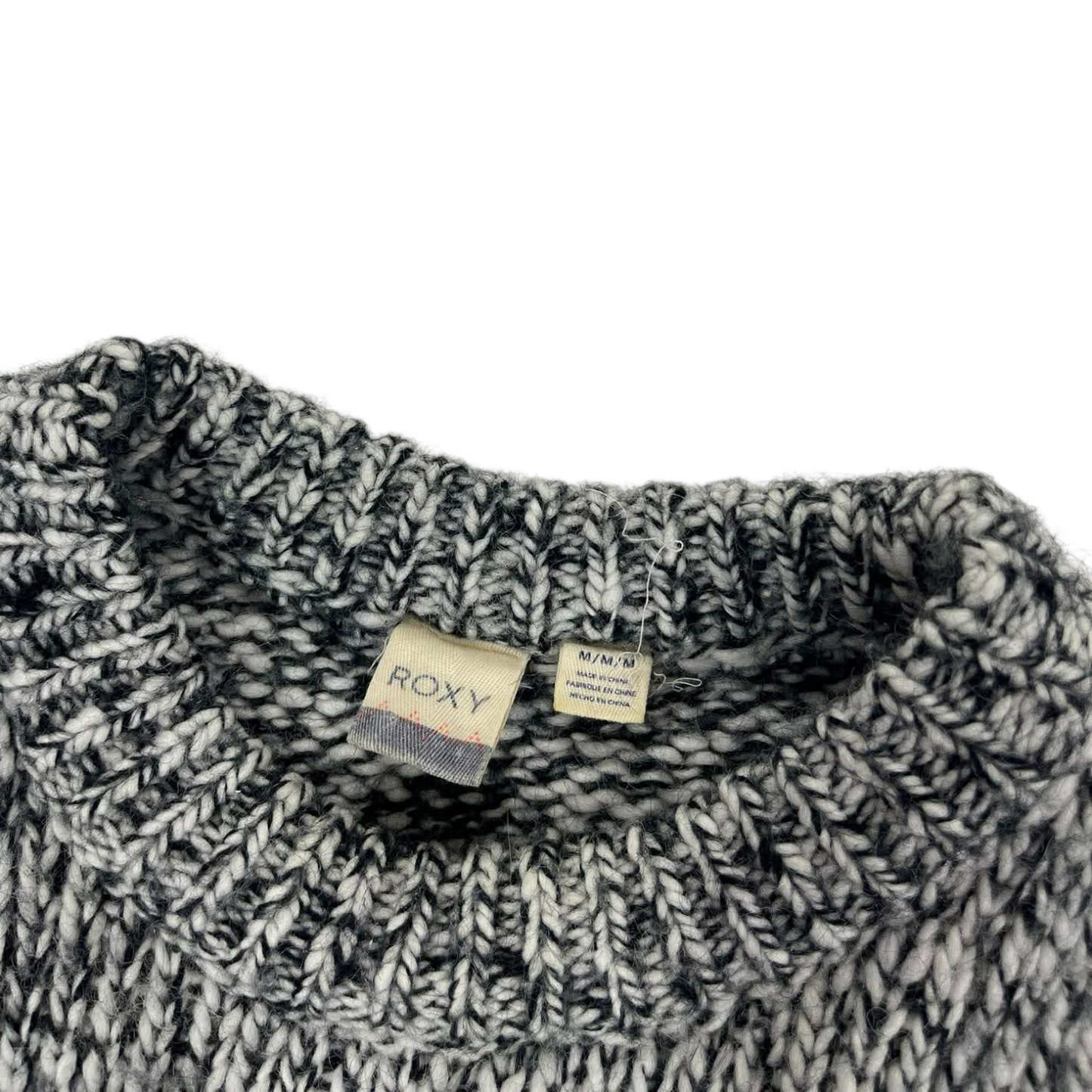 VINTAGE ROXY GREY MARLED KNIT SWEATER (M)
