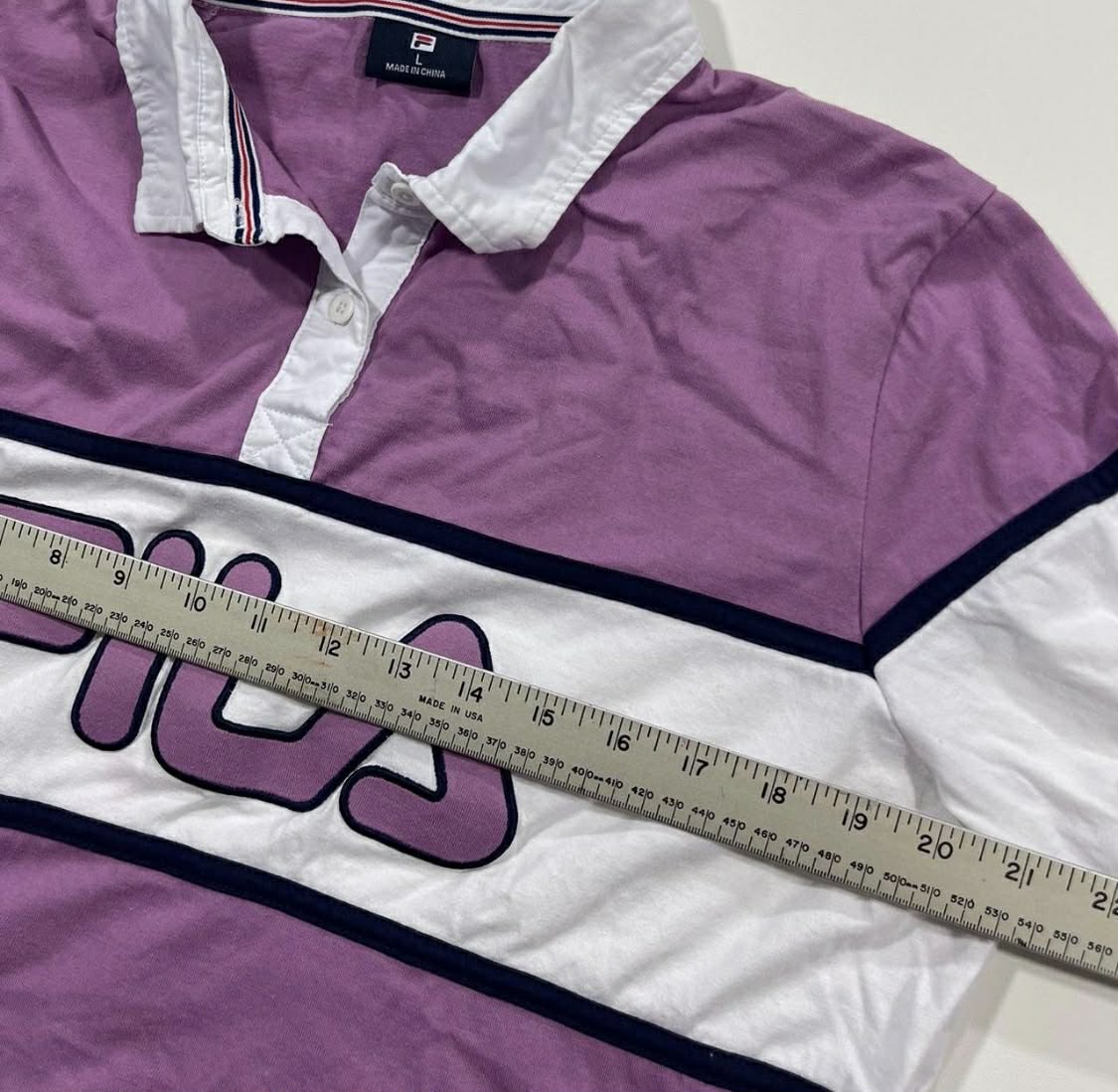 FILA CROPPED PURPLE LONG SLEEVED POLO SHIRT (L)