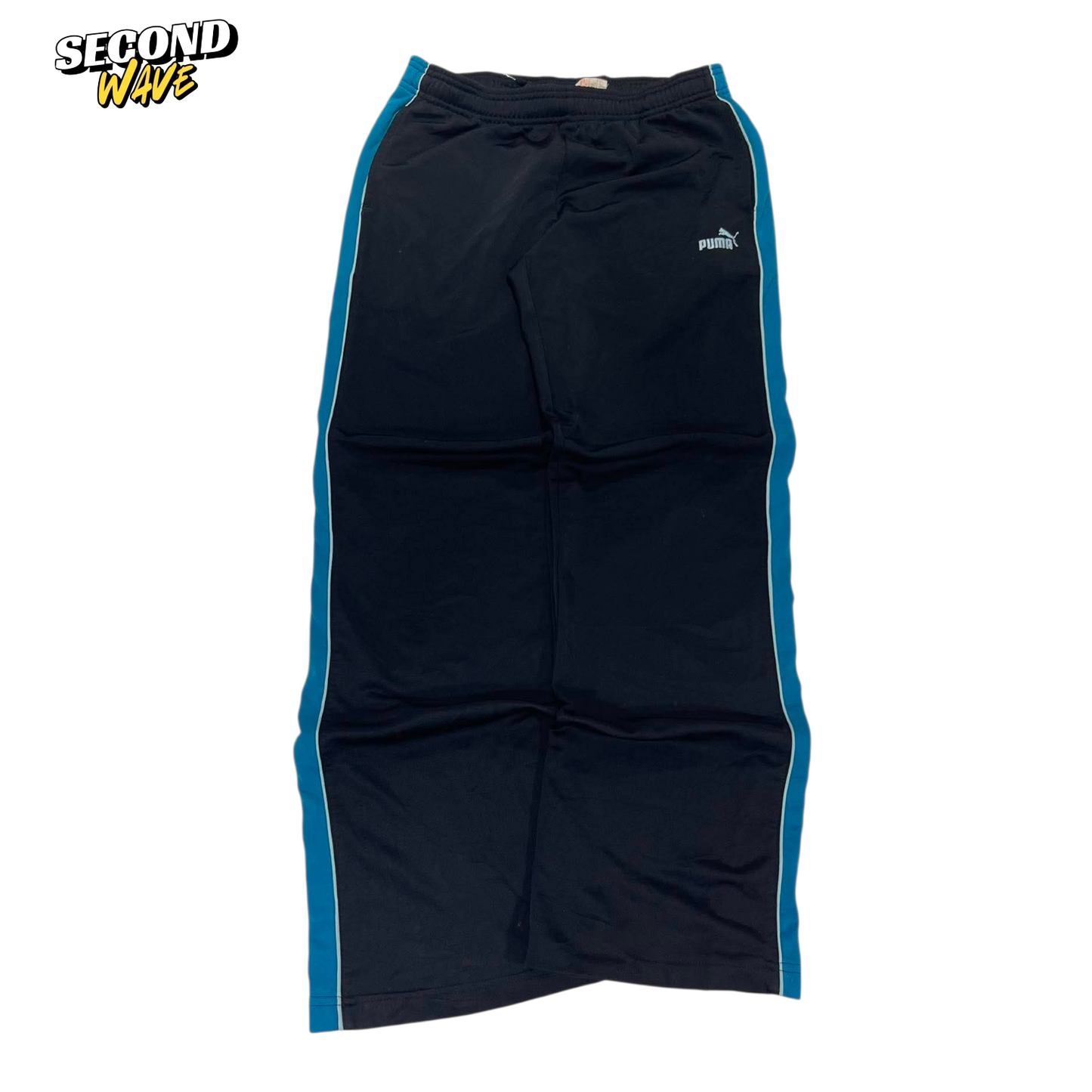 PUMA BLACK TRACI PANTS WITH BLUE STRIPES (S)
