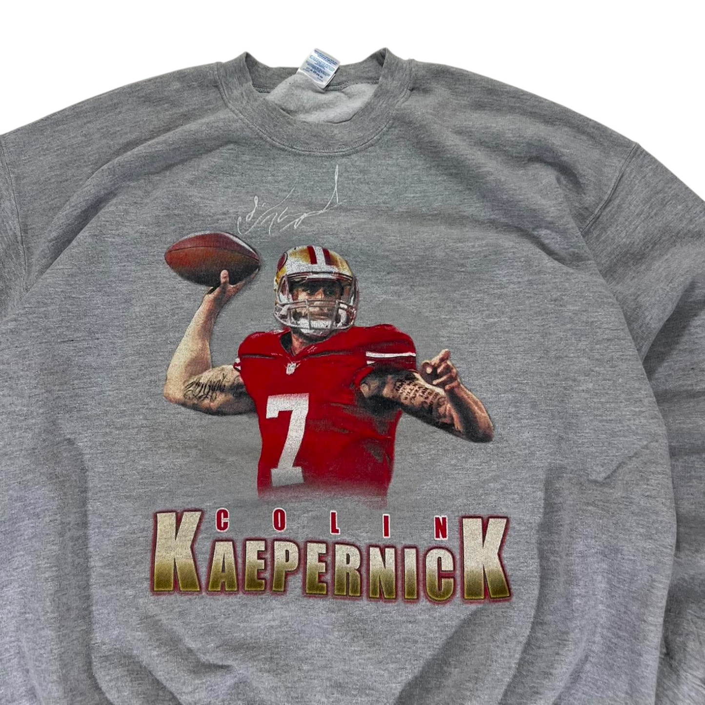 GREY VINTAGE COLIN KAEPERNICK SAN FRANCISCO 49ERS CREWNECK SWEATSHIRT (L-XL)