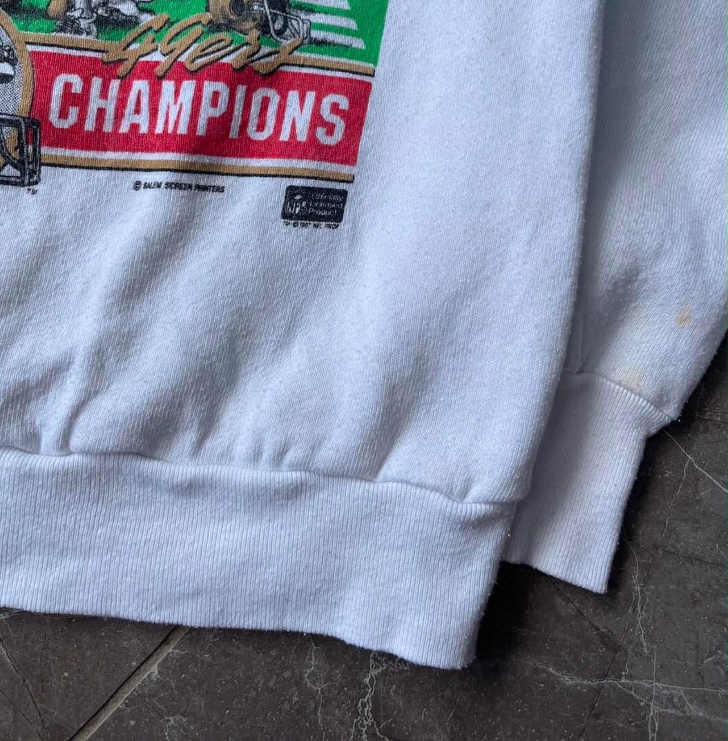 VINTAGE SAN FRANCISCO 49ers SUPER BOWL XXIII WHITE CREWNECK SWEATSHIRT (L)