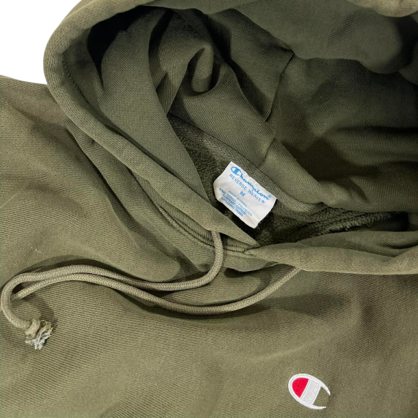 CHAMPION KHAKI GREEN HOODIE (M)