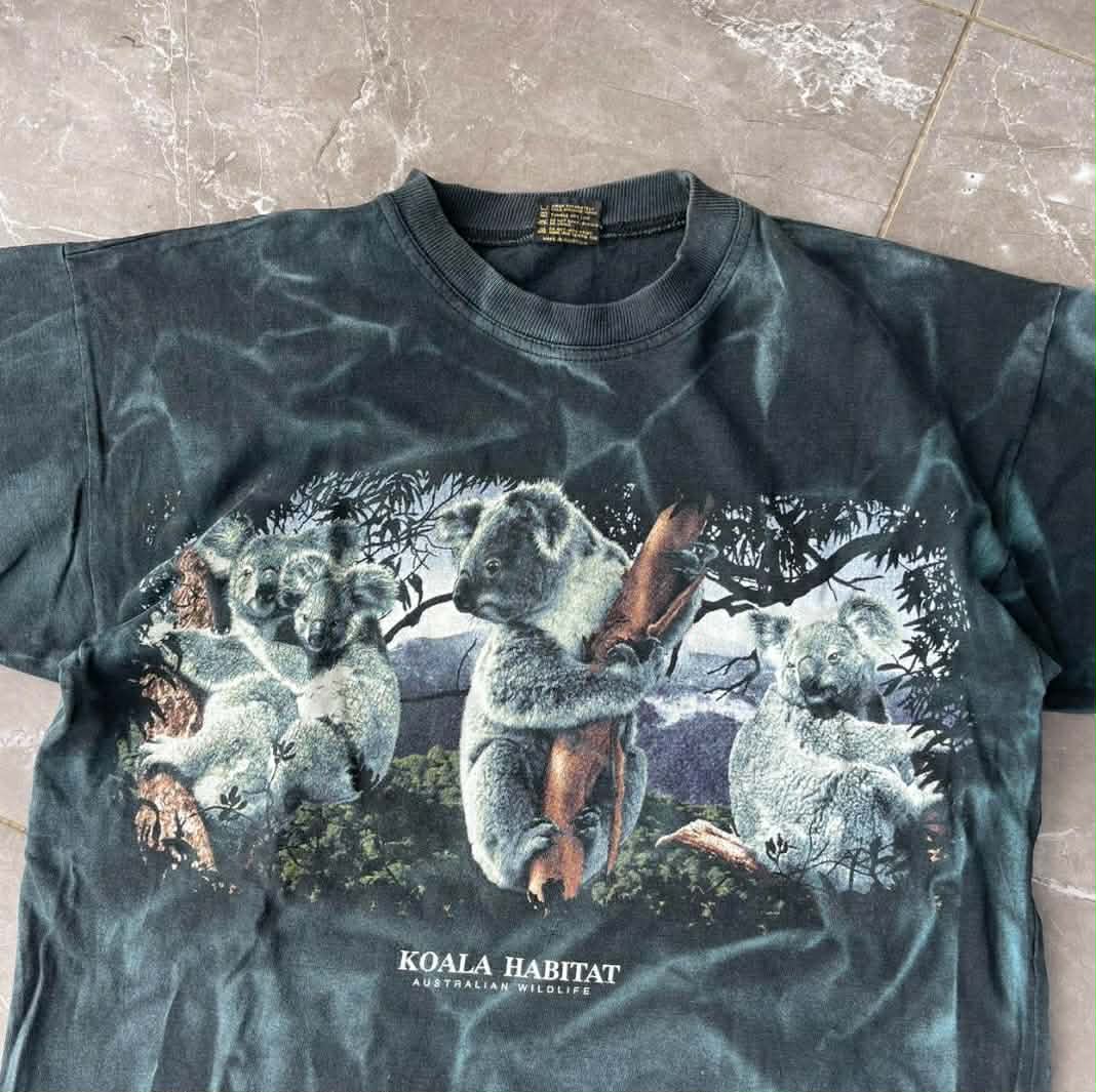 90s KOALA HABITAT BLACK TI DYE T-SHIRT (M)